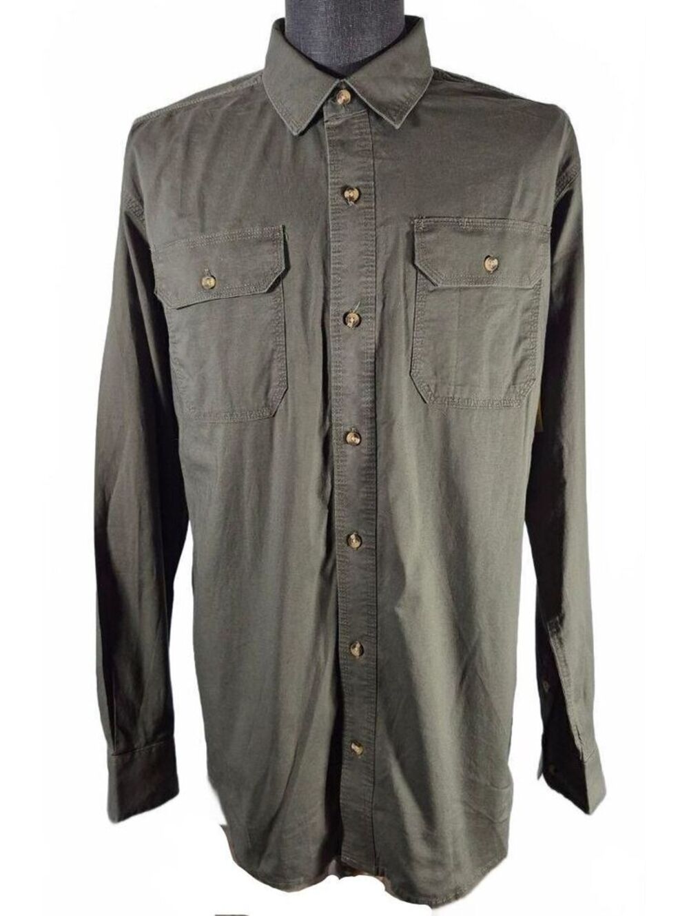 NWT Noble Outfitters Men’s L Tall Olive Cotton Work Shirt Ranch Utility